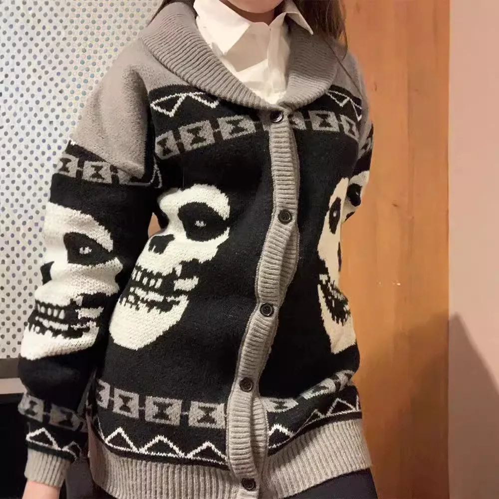 

Loose Knitted Sweater Coat ex Street Sle Cotton Long Sve Printed Casual Faion Autumn Winter New Arrival Coastal Vi...