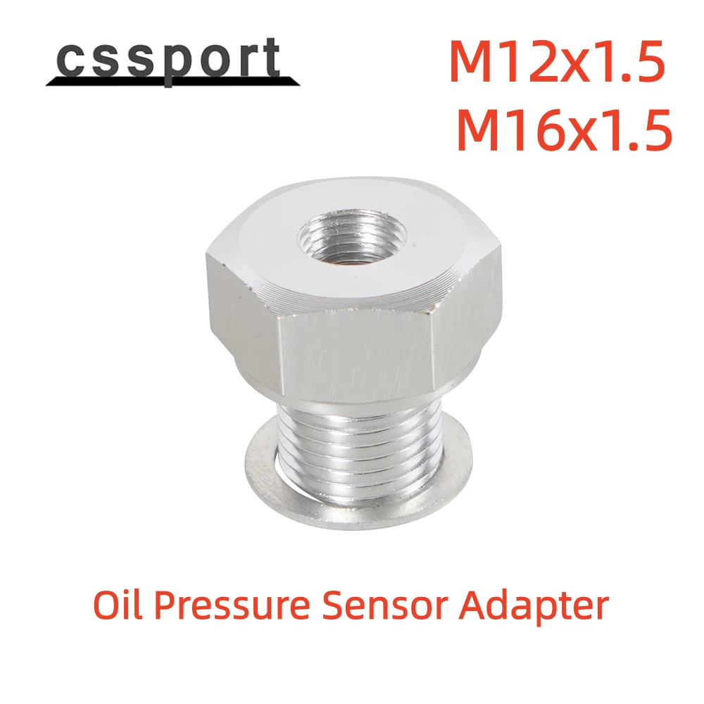 LS Engine Swap Male M12x1.5 M16x1.5 Female 1/8 NPT Aluminum Oil Pressure Sensor Adapter Connector with Gasket Sliver