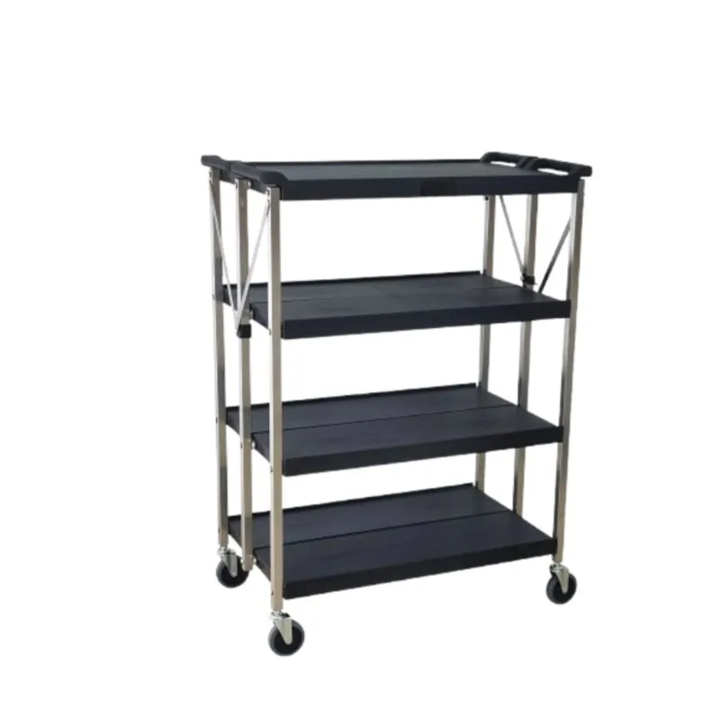 

Stainless steel portable, folding trolley, easy to retract and put multi-purpose food delivery cart