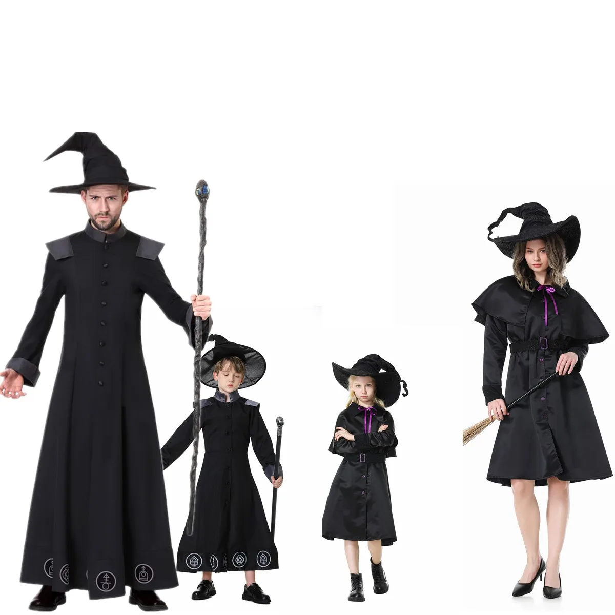 

Halloween Purim Adult Jesus Priest Wizard Gothic Nun Witch Costume Carnival Party Magician Family Parent-Child Cosplay Dress