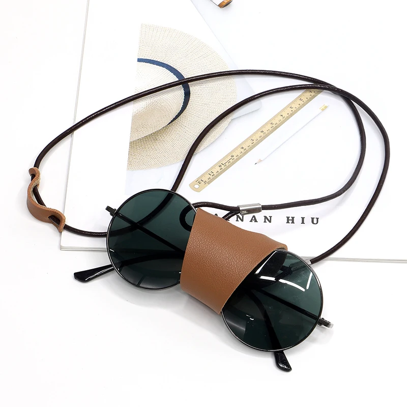 

Women Sunglasses Leather Storage Rope Case Eyewear Hanging Neck Strap Chain Men Anti Fall Reading Glasses Clip Lanyard