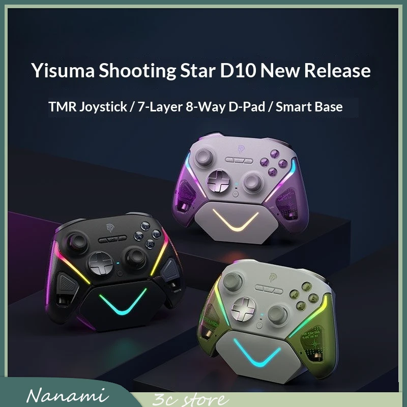 D10 Wireless Gamepad Bluetooth Game Controller TMR Sticks Charging Dock for PC/Switch/Phone/Steam Gamepads