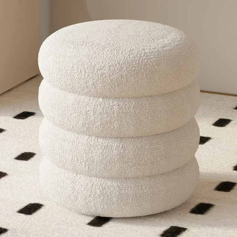 %%High Quality Living Room Lamb Plush Stool Family Children's Sofa Low Stool Doorstep Sitting Cushion Changing Shoes Furniture