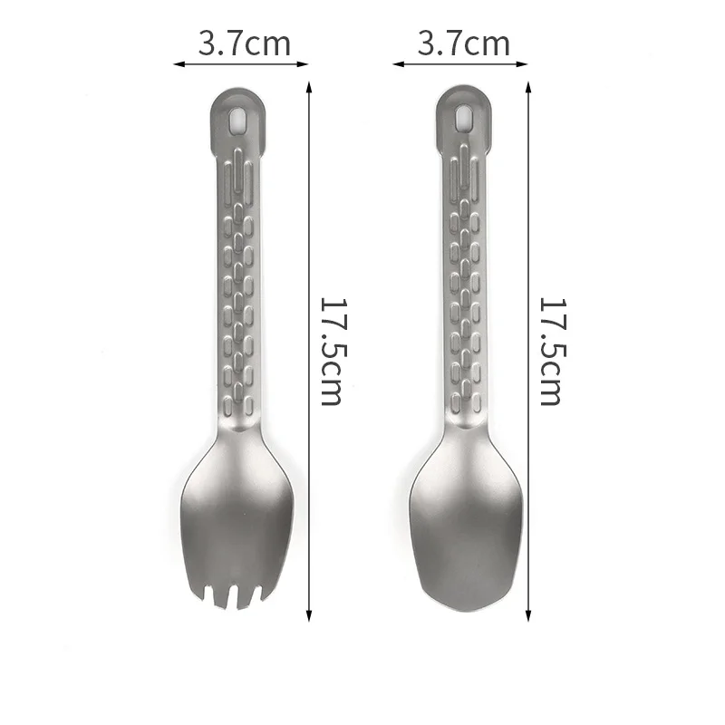 Cuchara de tenedor de titanio puro, vajilla de Camping al aire libre, cuchara de ensalada de postre, doble propósito, cuchara integrada portátil