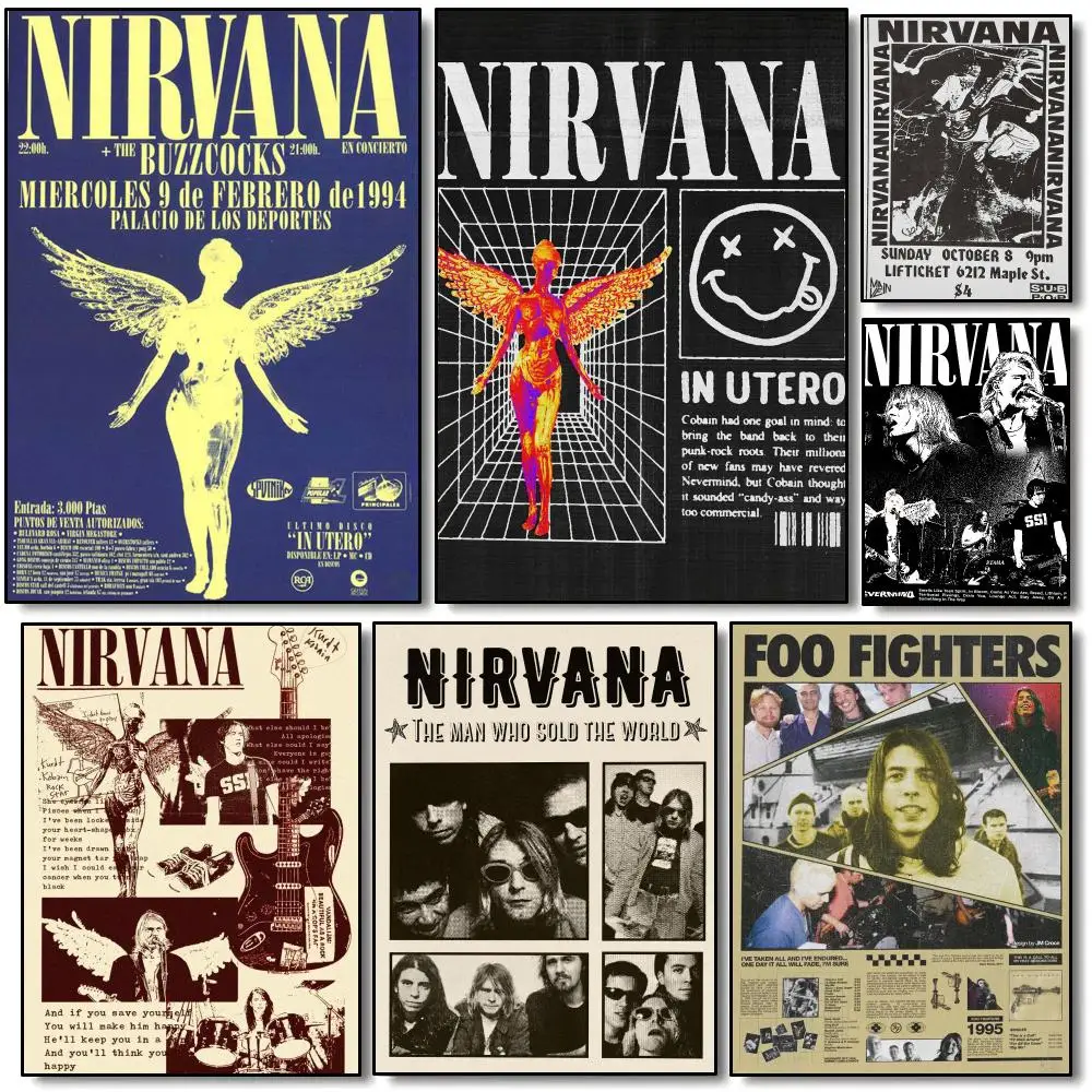 Classic Rock Band N-Nirvana Poster Modern Aesthetic Wall Art | Stylish Bedroom Home Decor & Unique Gift Ideas