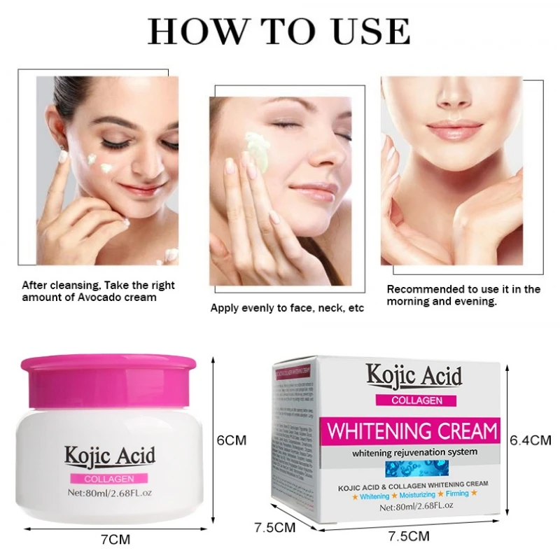 Kojic Acid Bone Collagen Facial Cream Whitening Moisturizing Brightening Remove Dark Spots Nourishing Lotion Skin Care Products