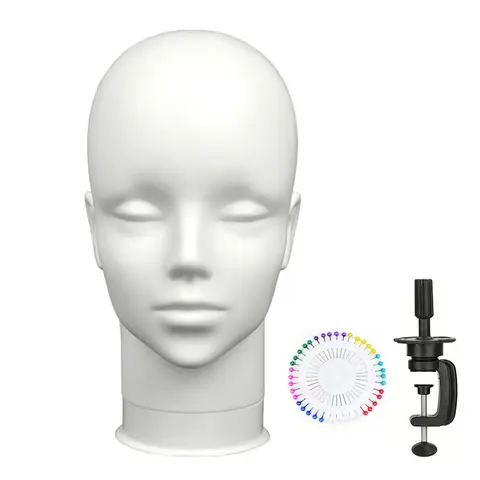 Wig Mannequin Stand, Display Mannequin Head, Hair Styling Tool Mannequin Head, Includes Mannequin Pins and Small Stand