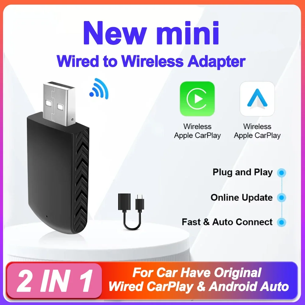 Adaptor nirkabel otomatis Android Carplay, untuk Toyota Mazda Nissan Camry Suzuki Subaru Citroen Audi Mercedes Kia Ford Opel Spotify BT