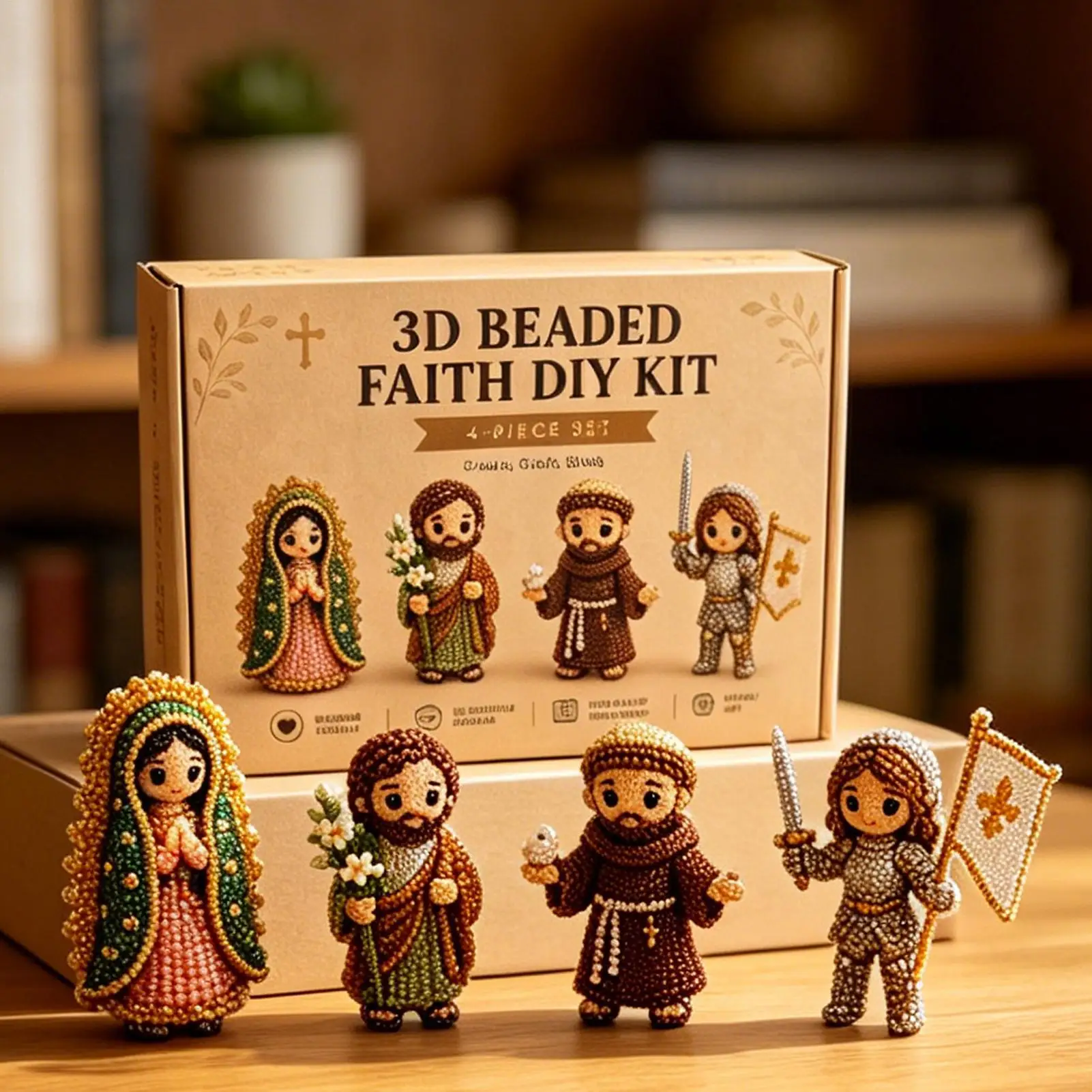 

3D Beaded Kit 3D Handmade Religious Mini Faith And Angel Figurines Beading Embroidery Kit For Party Hobby Activity Jewelry