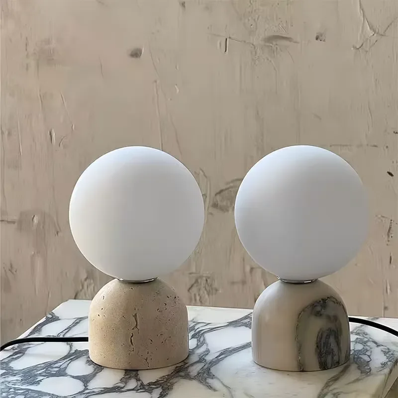 Nordic Marble Table Lamp Modern Designer Night Light for Bedroom Bedside Desk Home Decor Artistic Lighting Fixture Modern