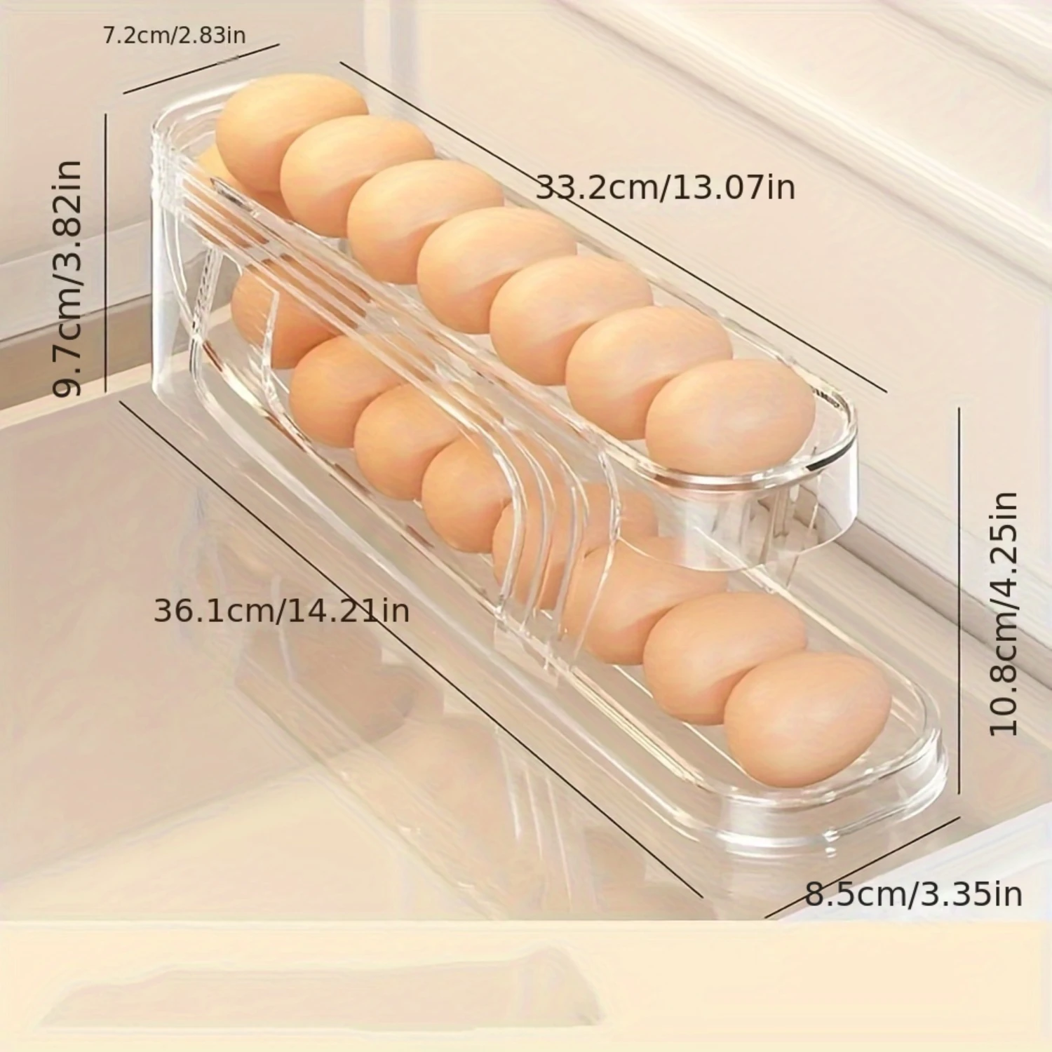 2-Tier Auto-Roll Egg Organizer - Double-Layer Egg Dispenser For Fridge, Plastic , Food Grade, Durable Rolling Egg  Box,  Accesso