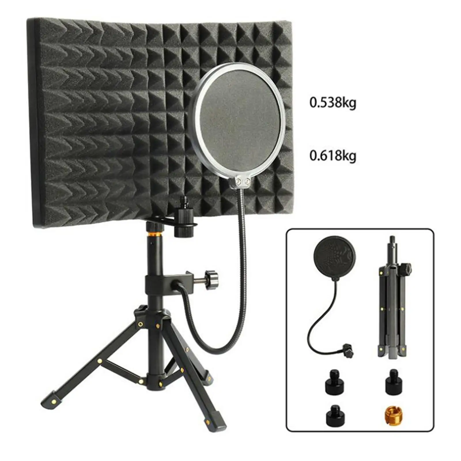 Microphone Isolation Screen with Tripod Stand for Studio Broadcasting Vocals