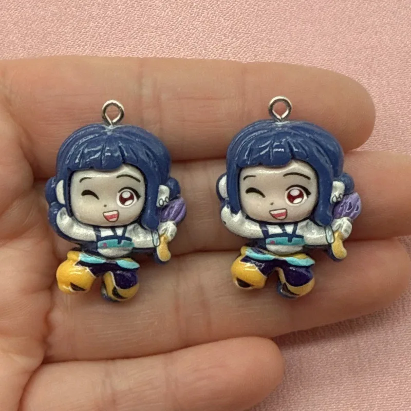 10pcs resin cartoon pendant, DIY jewelry making earrings, keychain accessories view 2