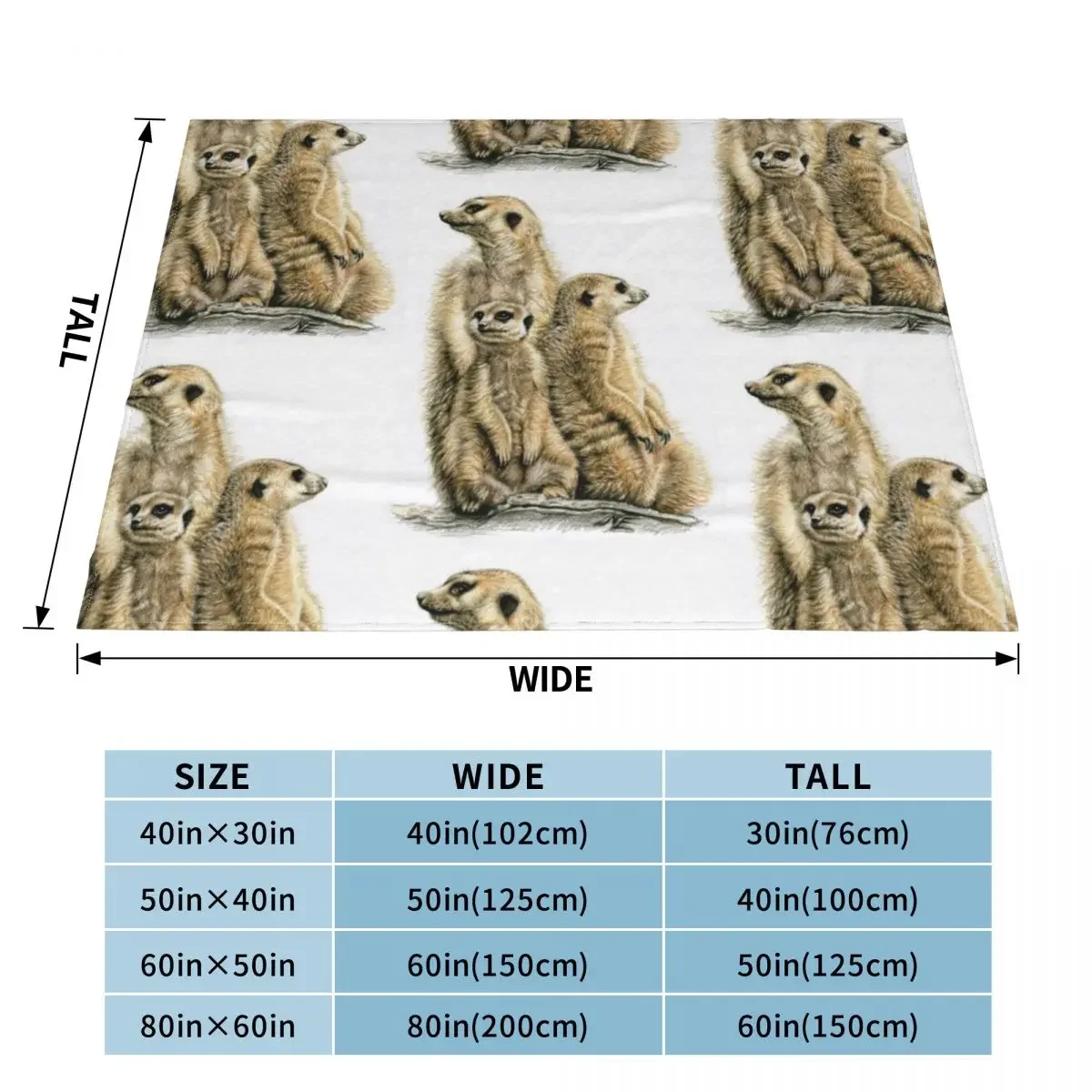 Meerkats Family - Die Erdm?nnchen Throw Blanket, Literie d'été décorative, Canapé, Plaid doux, Couvertures lestées