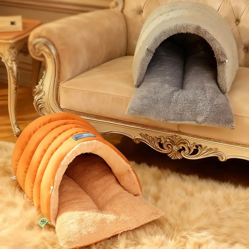 

Высококачественный полузакрытый кошачий домик, зимний теплый мягкий спальный мешок для щенков, утолщенная искусственная кожа, кошачья пещера для кошек и собак