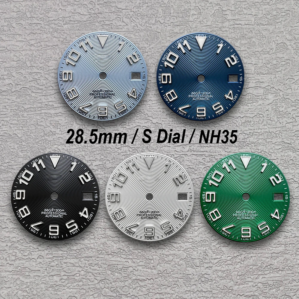 28.5mm S Dial Suitable for NH35/NH36/4R/7S Automatic Movement Green Luminous High-quality CD Watch Modification Accessories
