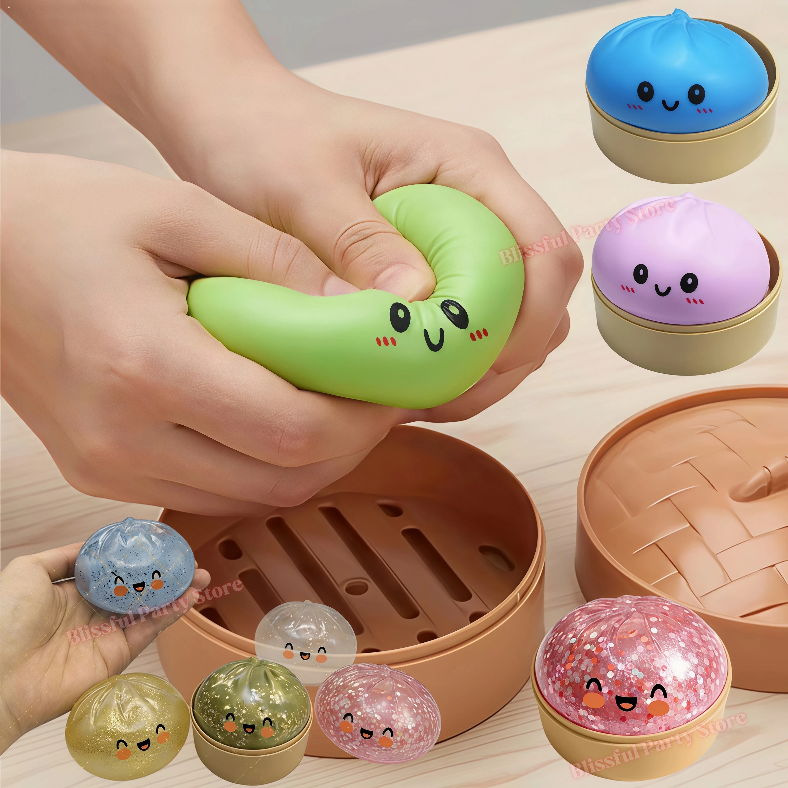 Pelotas Antiestrés de Colores con Forma de Dumpling, Juguetes Sensoriales Fidget, Simulación de Comida, Squishies para Niños y Adultos, Regalos de Cumpleaños, Recuerdos de Fiesta