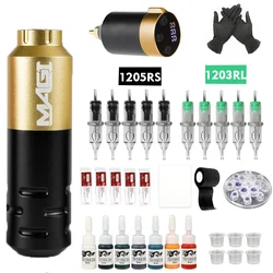 Tattoo Machine Kit Complete Professional Tattoo Machine Pen With Wireless Power Supply Permanent Makeup Beginner Art Supplies