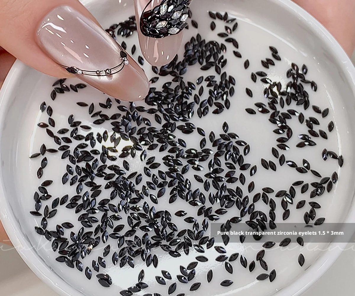 Kaniu Flash Black Flat-Back Zirkon Nail Art 5A Mini Silber Tropfen Schwan Strass Material Kit – Detail 5