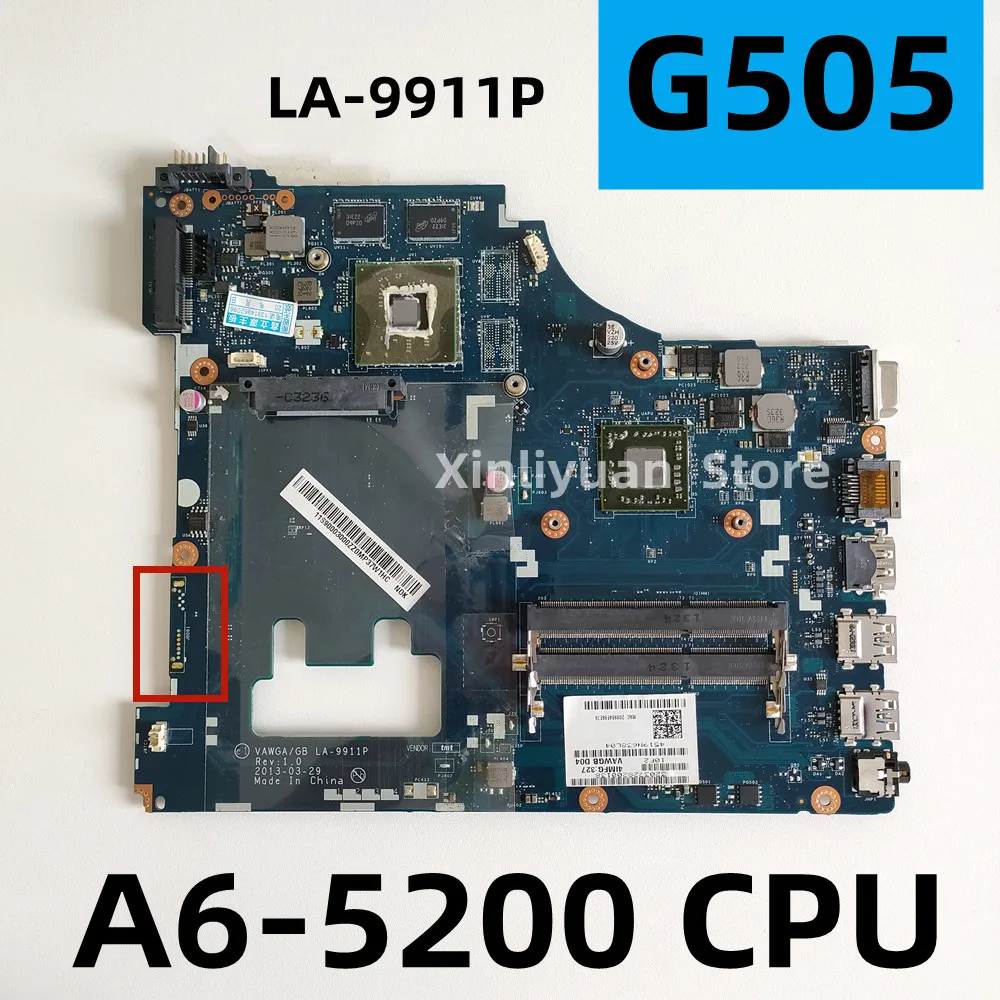 

VAWGA LA-9911PFor Lenovo G505 Laptop Motherboard A6-5200 CPU DDR3 Test 100% WORK