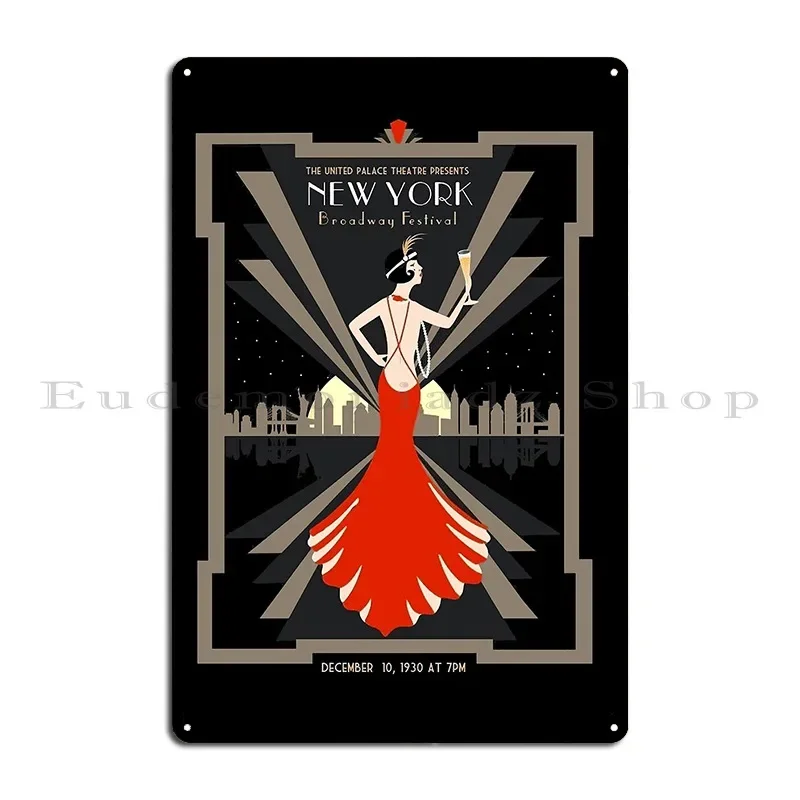 New York Vintage 1930 Broadway Festival Advertising Print Metal Plaque Poster Designing Poster Home Vintage Cave Tin Sign Poster