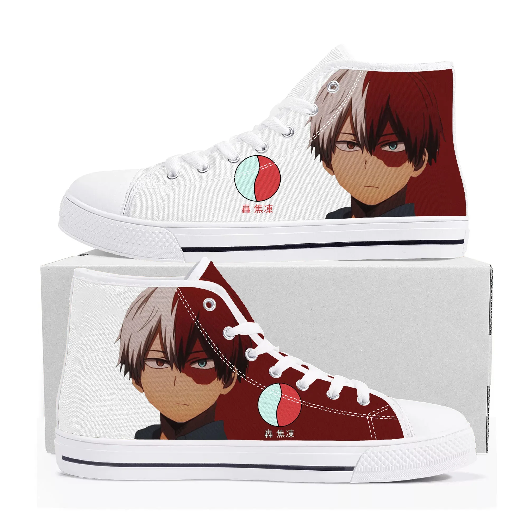 Shoto Todoroki High Top Sneakers My Hero Academia Mens Womens Teenager High Quality Canvas Sneaker Couple Shoes Custom Shoe