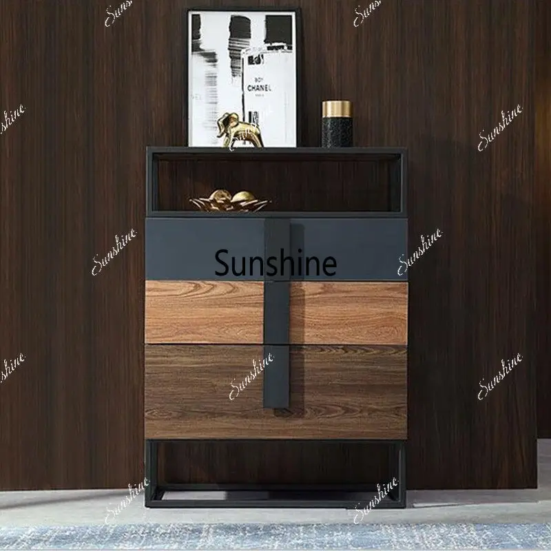 Nordic light luxury three-bucket cabinet, living room paint side cabinet, drawer locker
