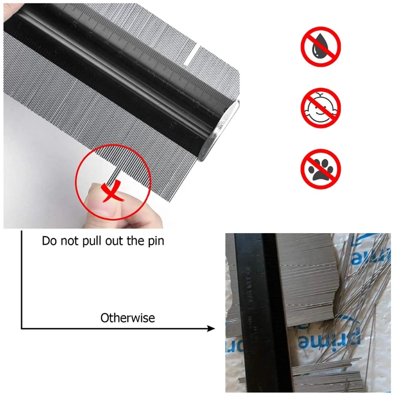 Imagem -05 - Duplicde Contorno Multifuncional Medidor de Metal Polegadas para Perfil de Forma Ferramenta de Precisão Cor Preta m
