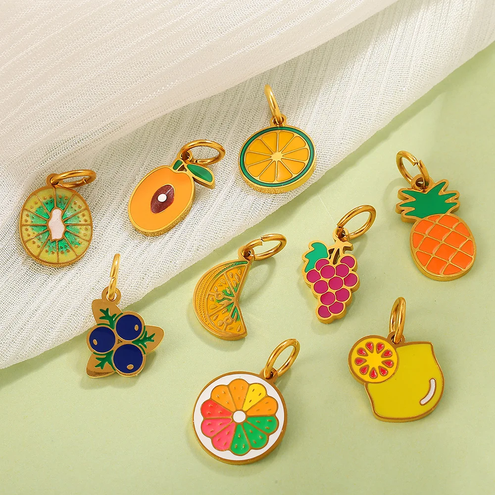 Yori 3Pcs Dopamine-enhanced Fruit Lemon Slice Oil Drop Pendant Charms Jewelry Making Supplies DIY Necklace Bracelet Gift