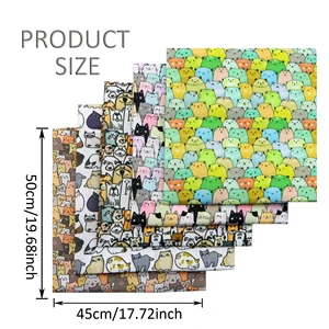 Cute Cat Animal Series Poliéster Algodão Tecido, DIY Quilting Artesanato, Handmade Doll Clothes, Precut para Patchwork, 19.68x17.7 12 principais vendas tecido estampa gato - №4