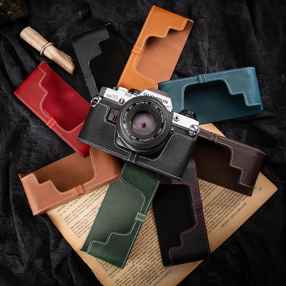 

Leather Camera Bag For Olympus OM-10/OM-20/OM-30 Case Genuine Leather Camera Half Case OM-10/20/30 Cover Bag Protective Case