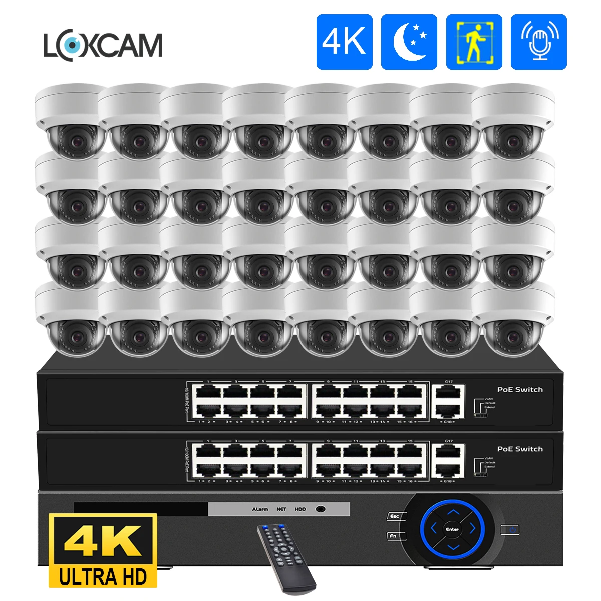 32CH 8MP Bewakingscamera 4K Poe Nvr H.265 5MP Indoor Outdoor Ip Camera IP66 Vandalismebestendig Video surveillance Camera Kit