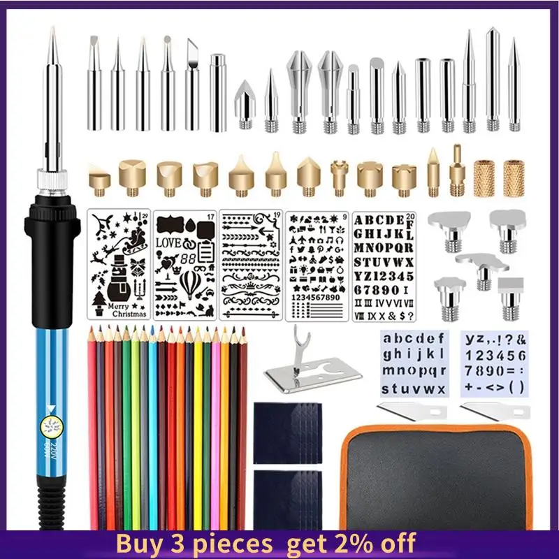 

COME Electric Soldering Iron, 60W Engraving Pen Woodburner Flipping Word Embossing Pyrography Tool Craft Set Euplug EU Plug