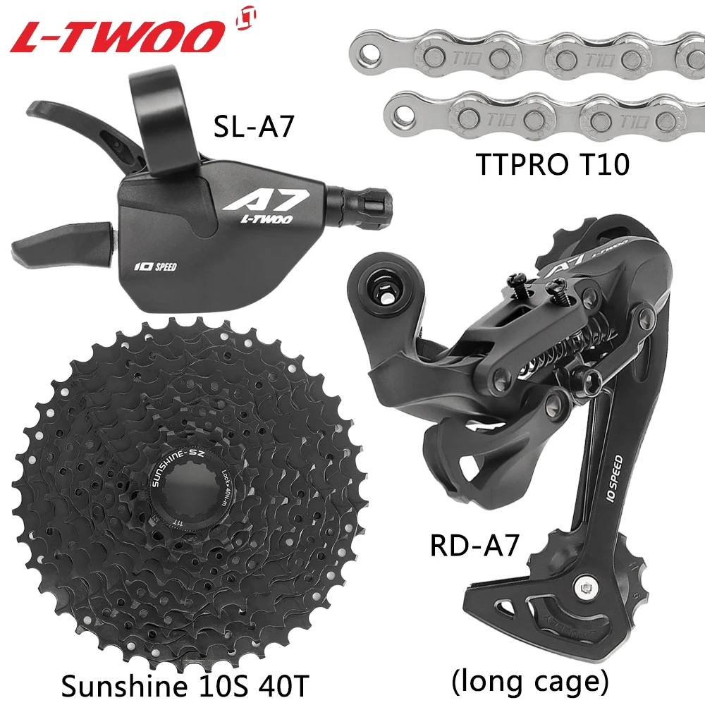 LTWOO A7 1x10 Speed MTB Groupset Shift Lever Ult-Long Cage Rear Derailleur TTPRO T10 Chain Sunshine 11-40/42/46/50T Cassette