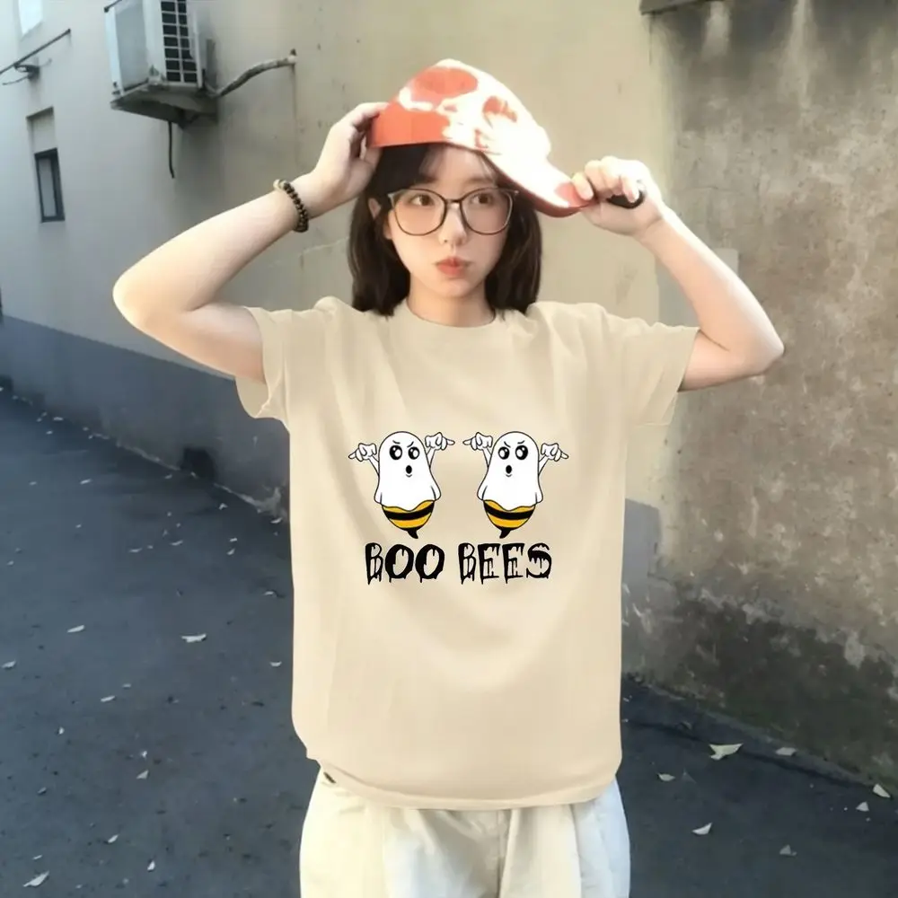 Funny Boo Bees Ghost Bee Letter Print T-Shirt Women Summer Short Sleeve O-Neck Print Tops Female Casual Fashion Harajuku Y2k Tee