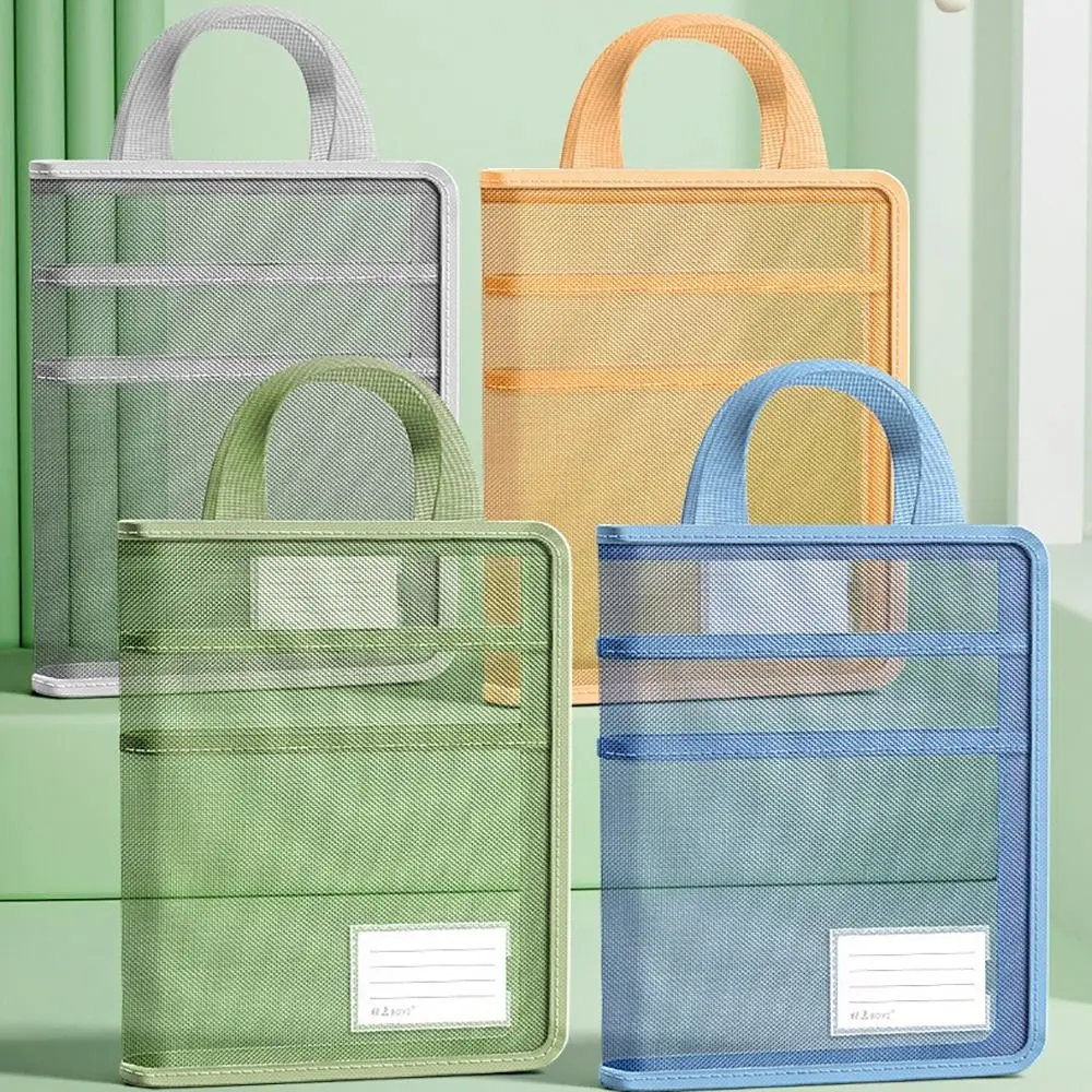 Large Capacity Mesh File Bag Large Opening Transparent Tutoring Bag Four-layer Large Capacity Classification Handbag Students