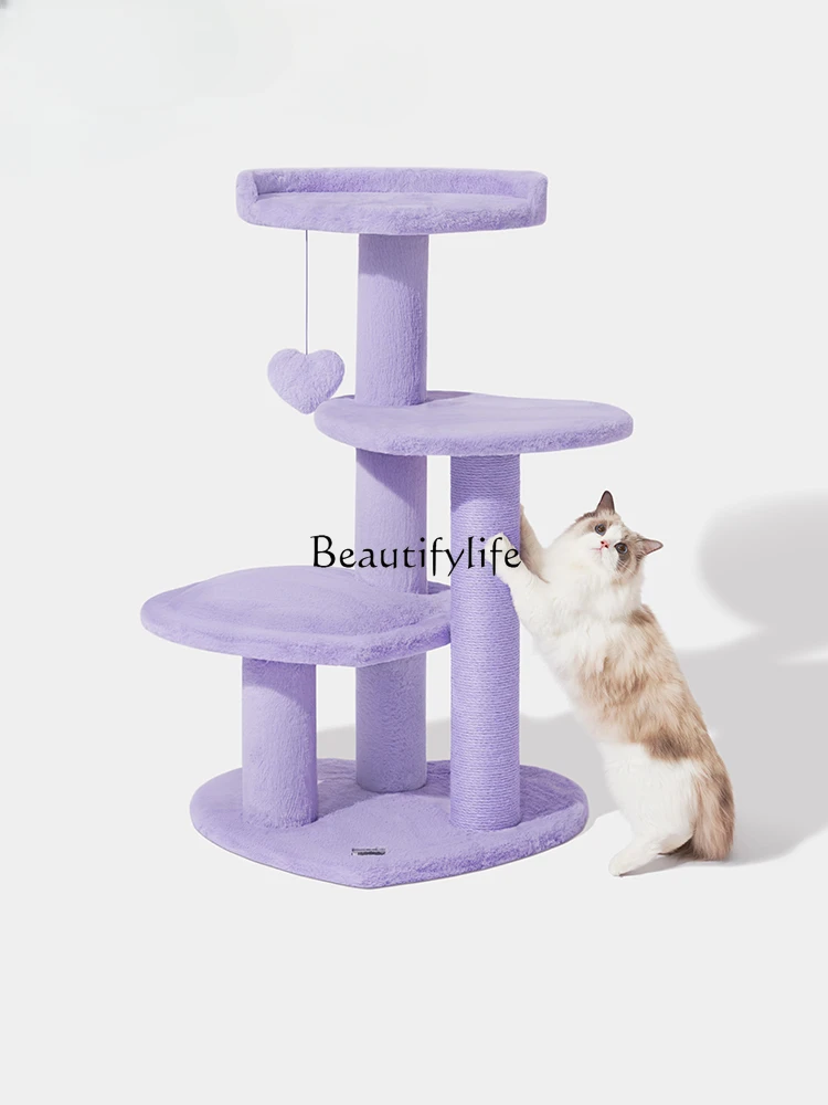 Heart Purple Cat Climbing Frame Cat Nest Cat Scratch Board  Tree Integrated Large  Rack Hemp Rope  Toy