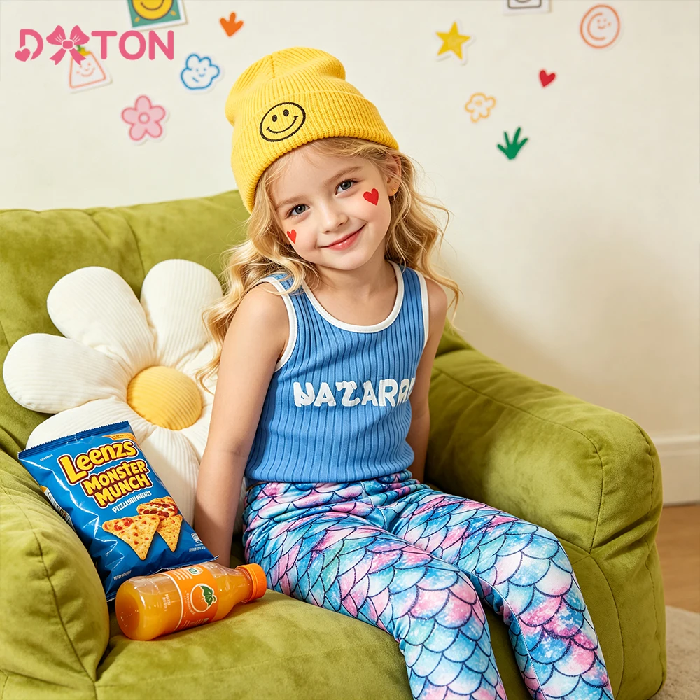 

DXTON Kids Toddler Pencil Pants Mermaid Printed Cotton Children Skinny Trousers Blingbling Coloful Gradient Baby Girls Lengings