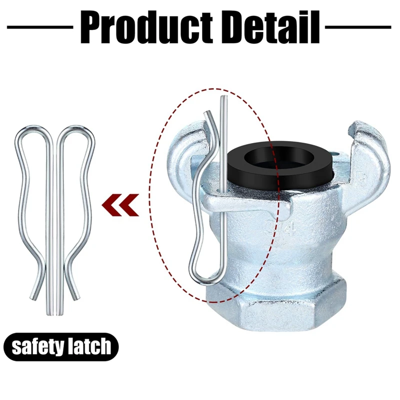 4 set NPT Iron Air Hose Fitting 2 Lug Universal Coupling Chicago Fitting per estremità femmina e maschio (3/4 pollici, estremità femmina) durevole