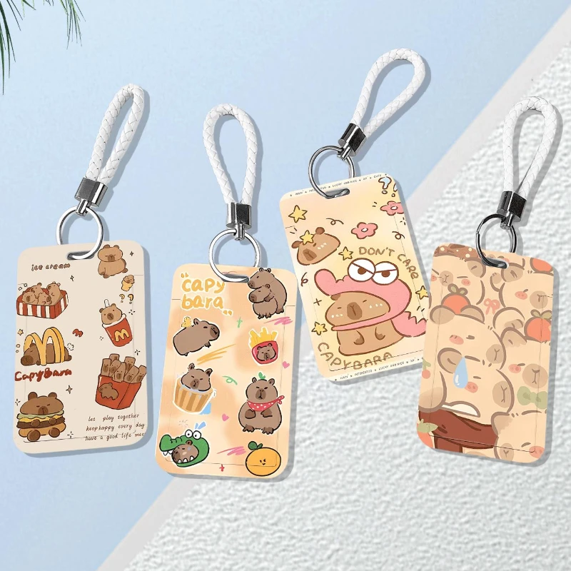 

Радостный капибара, студенческий кампус, ремешок для карт, подходит для студенческого автобуса/защитного чехла для карточек еды, держатель для фотокарт Kpop