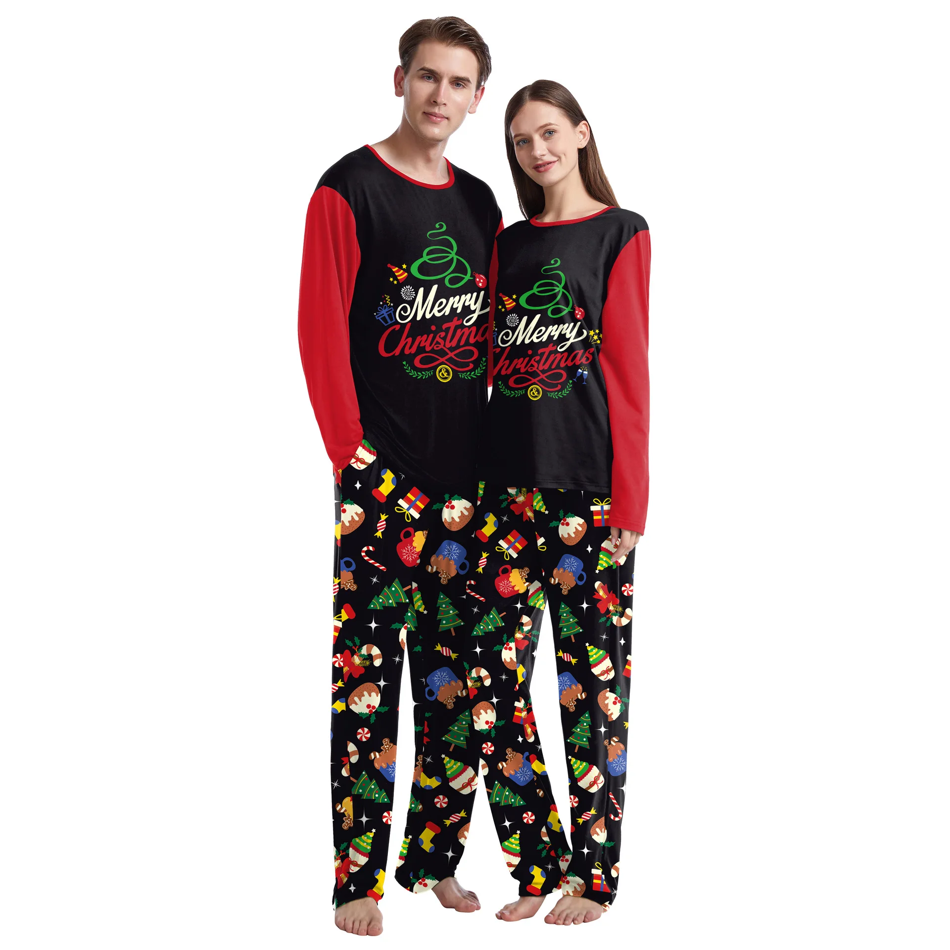 Christmas Pajamas For Family Matching Sets 2 Piece Sets For Men Women Couples 2024 New Merry Christmas Print Pajamas Set