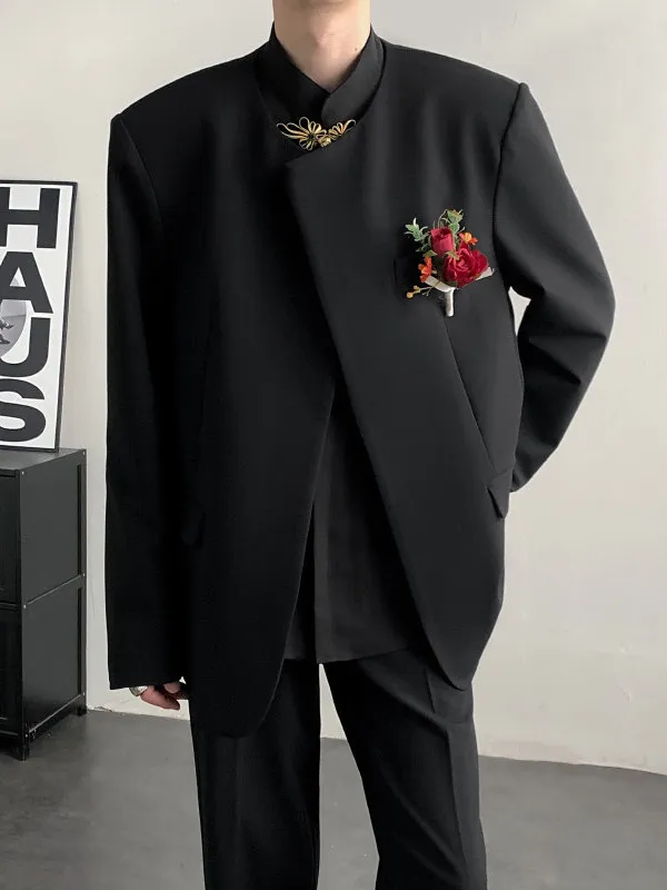 

New Chinese Sle Wedding Suit Set Men's Formal Wear Engagement omsmen Youth Adult Ceremony Dr Suit Polyester Fiber