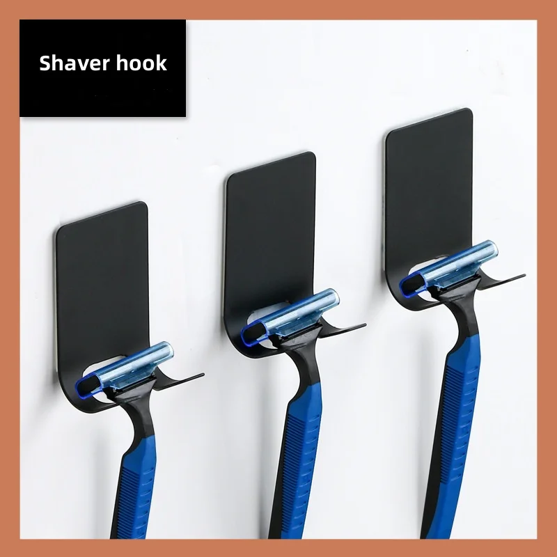 

Stainless Steel Shaver Adhesive Hook Non Punching And Scratching Knife Sorting Rack Bathroom Storage Plug Hook 4PCS/Set