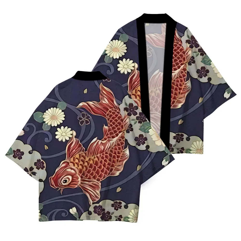 Pakaian Tradisional Jepang Kimono Jepang Atasan Bermotif Pria dan Wanita Kimono Fashion Longgar Atasan Kasual Berkualitas Tinggi