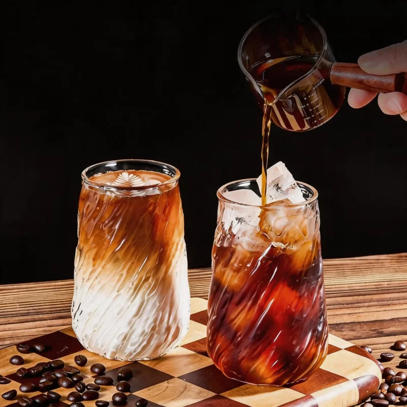400ML Coffee Mug Transparent Glass Cups Spiral Pattern Ice Juice Cocktail Drinking Milk Cup Drinkware Water Wine Glass Bottle