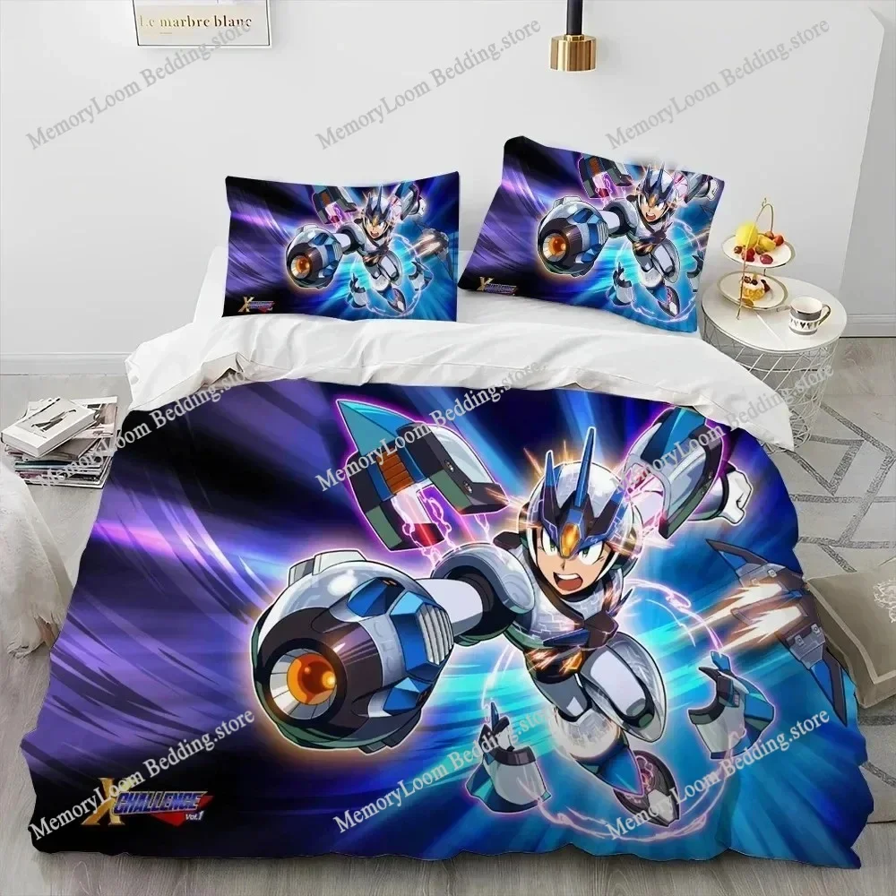 3D Printing Trendy Soft Rockman Megaman Game Bedding Set Duvet Cover Pillowcase Comforter King/Queen Size Boys Adult Bed Set