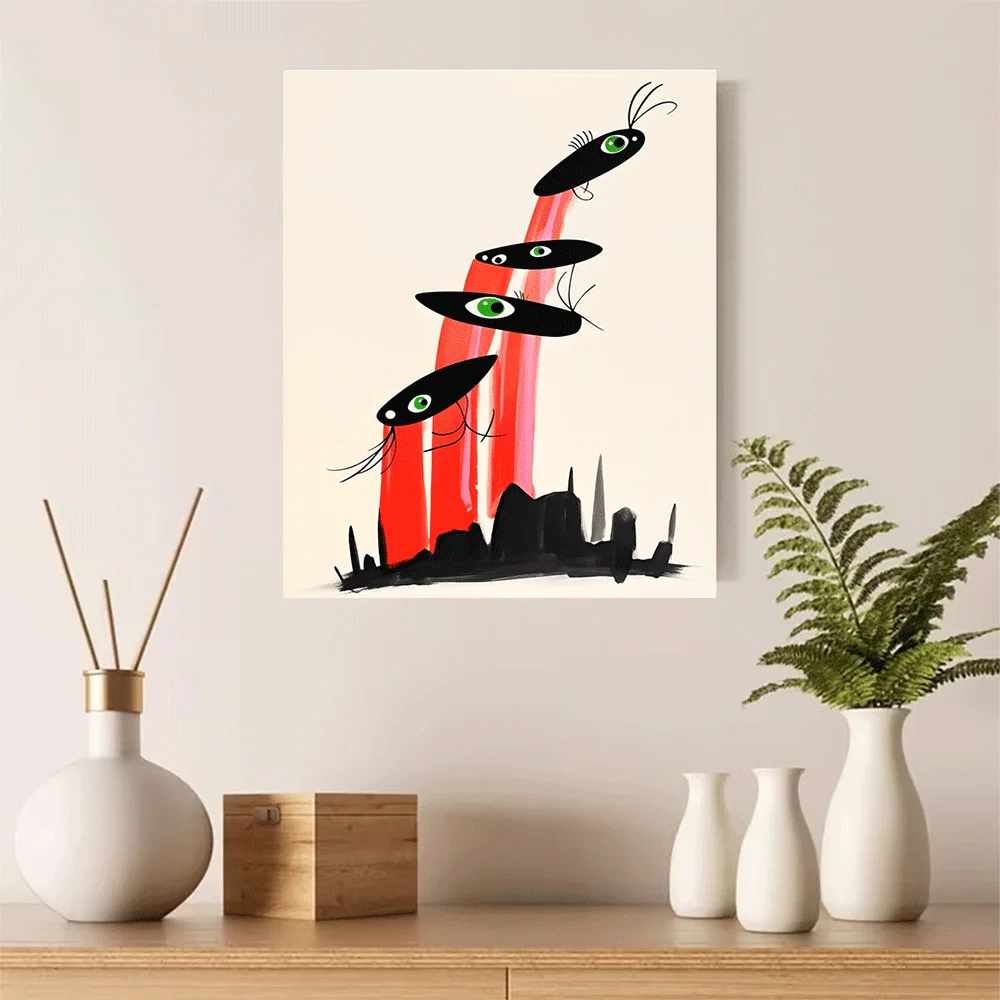 1PC-Unframed Canvas poster wall decoration  Abstract Eye Art Red Stream Black Shapes Modern Wall Decor Print
