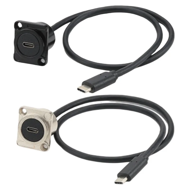 d type screw panel chassis mount usb c type c female male connector cable module type c extender adapter cable