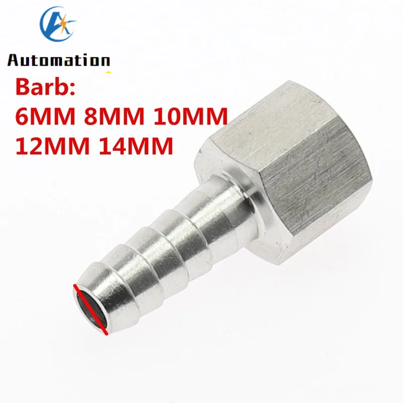 Encaixe de tubulação de aço inoxidável SS304, Mangueira Barb Cauda Conector, Conector Fêmea BSP, Joint Coupler Adapter, 6mm, 8mm, 10mm, 12mm, 14mm,