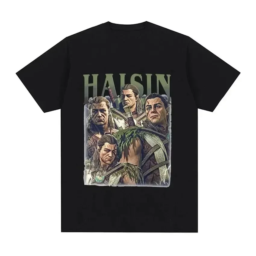 Retro Astarion Halsin Baldurs Gate 3 Men Women Print Tee Cotton T Shirt Short Sleeve Tshirt Fashion Oversized T-Shirts Clothes